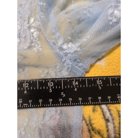 No Comment Juniors See Through Baby Blue Sheer Lace Long Sleeve Size S - Picture 5 of 6